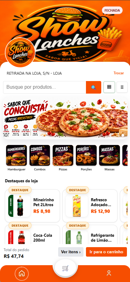 Pedido realizado no celular do cliente